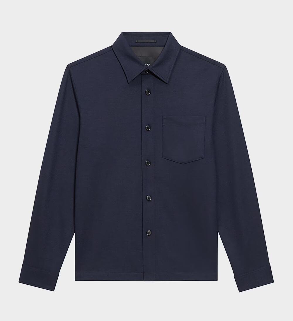 Theory Irving Structured Button-Down Pocket Sport Shirt Eclipse Medium